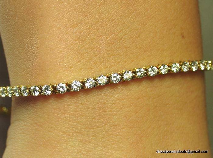 Genuine 2-1/2ct DIAMOND Tennis Bracelet 14K Yellow Gold