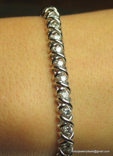 IGL 3ct Genuine DIAMOND Xs Os Tennis Bracelet 18K Gold