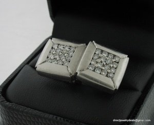 Genuine 18K White Gold 1ct DIAMOND Cuff LINKS CUFFLINKS