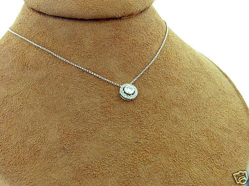 1/2 TCW ROUND SOLITAIRE DIAMOND PENDANT NECKLACE 14k WG