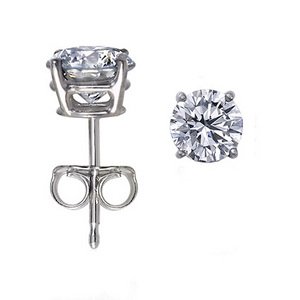 Genuine .23ct Round Diamond Stud Earrings14K White Gold