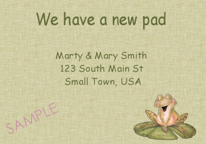 Just Moved Moving Announcements Personalized Cards Cute Frog on Lily Pad
