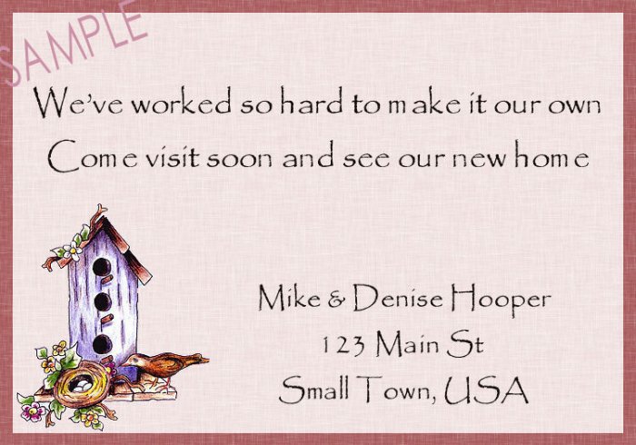 Just Moved Moving Announcements Personalized Cards Cute Bird House
