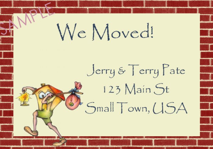 Just Moved Moving Announcements Personalized Cards House With Red Brick Trim