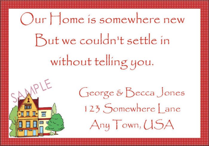 Just Moved Moving Announcements Personalized Cards Cute House With Red Checked Trim