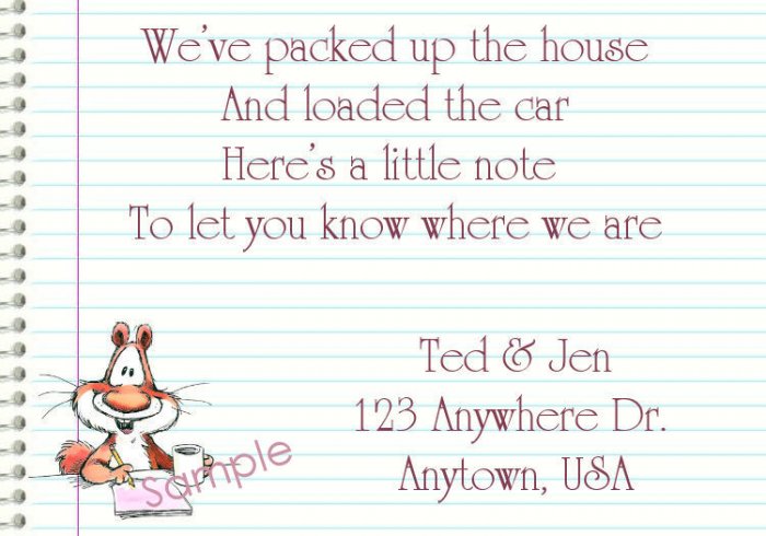 Just Moved Moving Announcements Personalized Cards Cute Squirrel Writting A Note