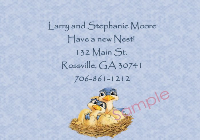 Just Moved Moving Anouncements Personalized Cards Cute Birds In Nest