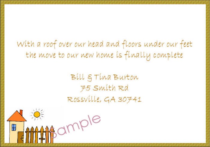 Just Moved Moving Announcements Personalized Cards Cute House With Basket Weave Trim