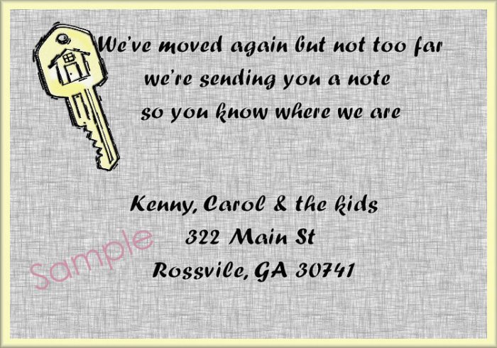 Just Moved Moving Announcements Personalized House Key on Grey Background