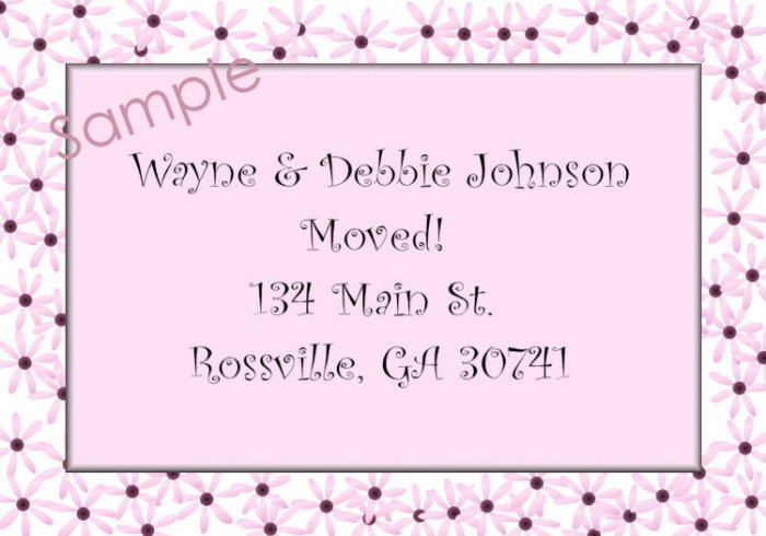 Just Moved Moving Announcements Personalized Cards With Flower Trim