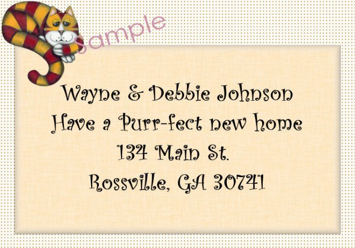 Just Moved Moving Announcements Personalized Cards With Cat Sitting On The Border