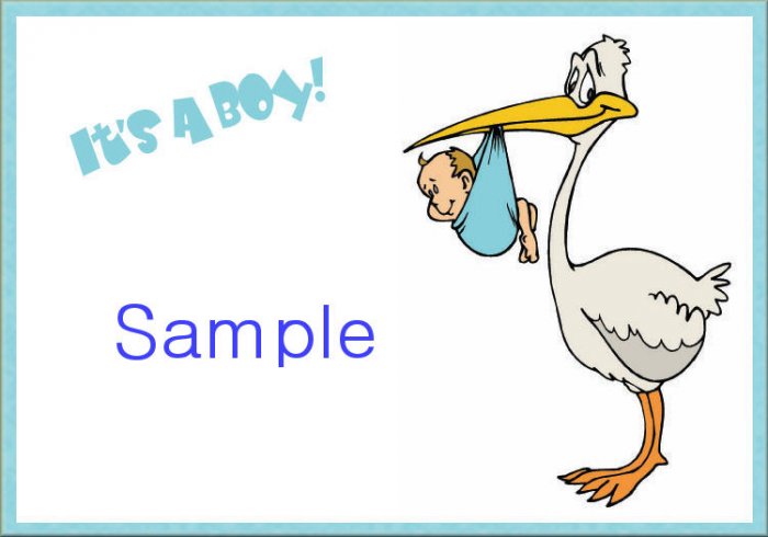 New Baby Birth Announcements Personalized It's A Boy With Stork