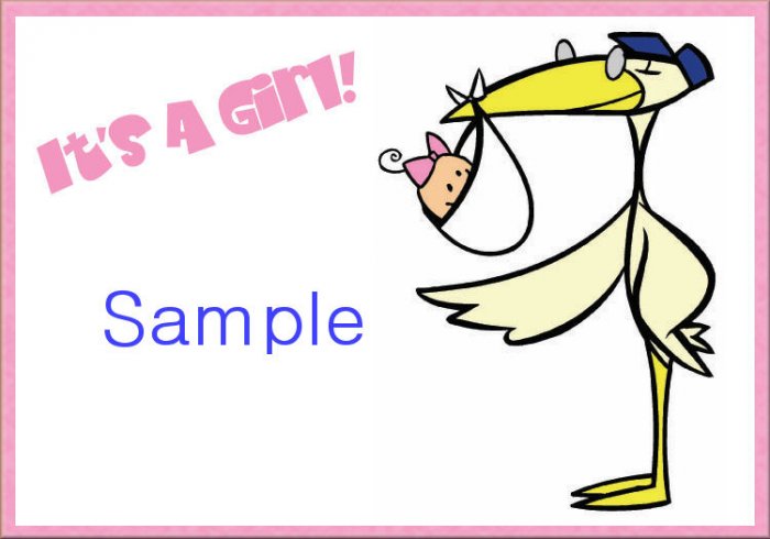 New Baby Birth Announcements Personalized Cards It's A Girl With Stork