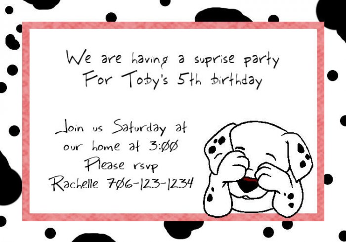 birthday invitations personalized dalmation