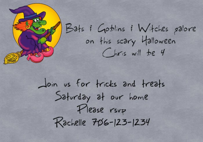 birthday invitations haloween theme witch personalized