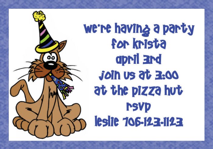 birthday invitations personalized cat party hat