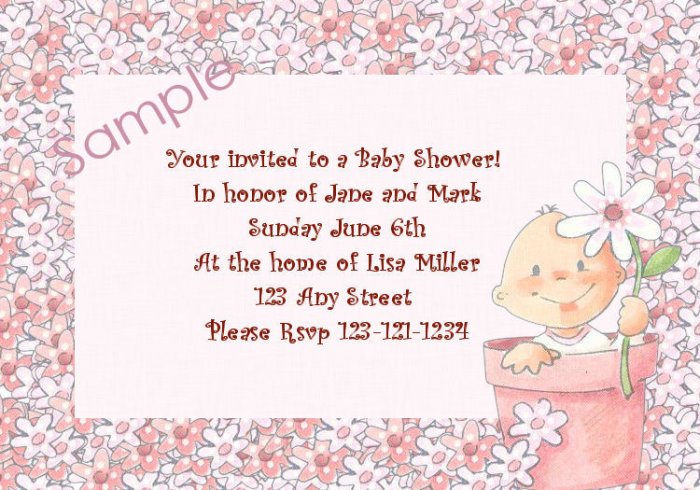 baby shower invitations personalized baby in flower pot