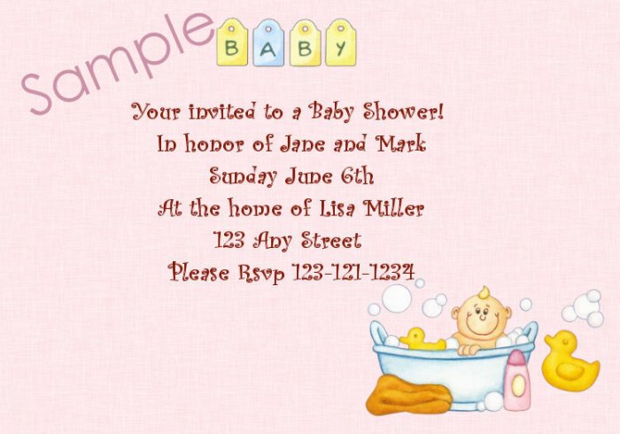 baby shower invitations personalized baby in tub