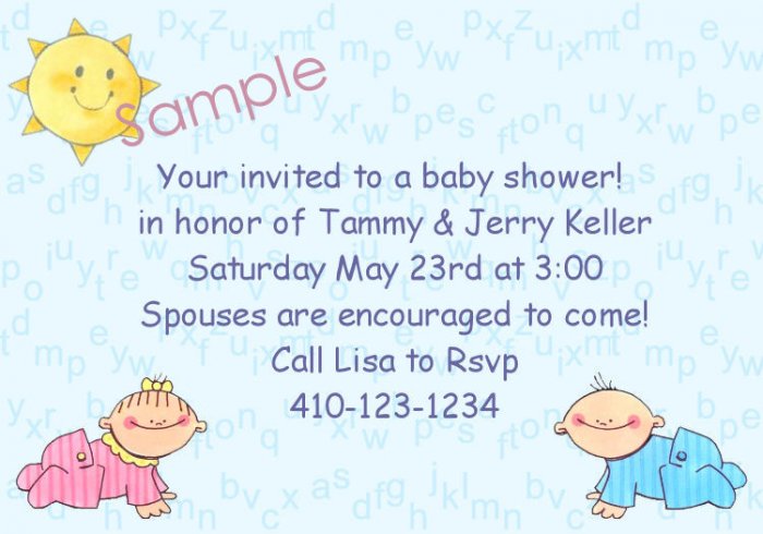 baby shower invitations personalized boy or girl alphabet back ground