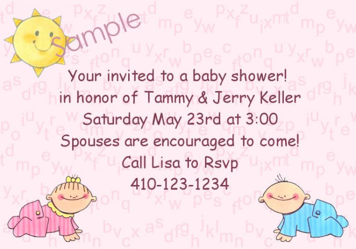 baby shower invitations personalized cute boy or girl alphabet back ground