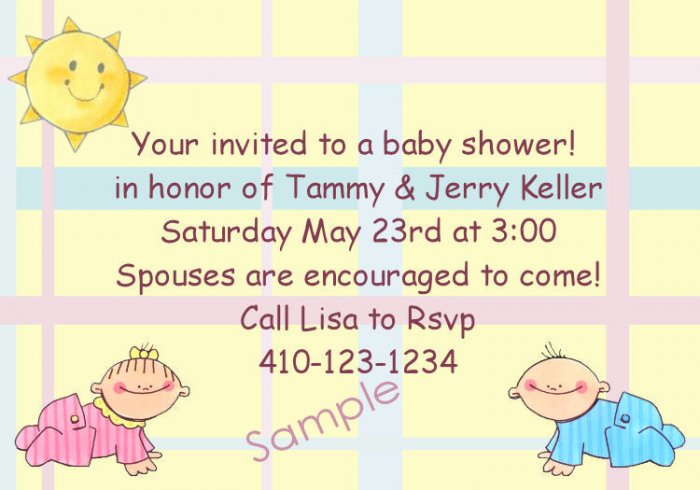 baby shower invitations personalized cute boy or girl with plaid background