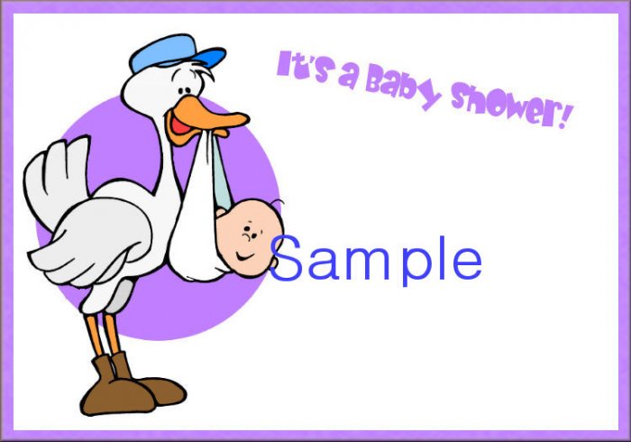baby shower invitations personalized with stork and baby for boy or girl