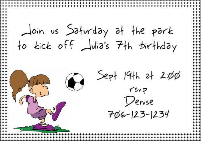 Soccer girl invitation