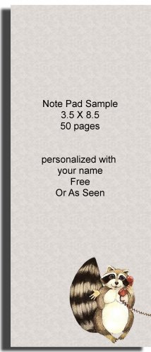 Raccoon on the phone note pad personalized