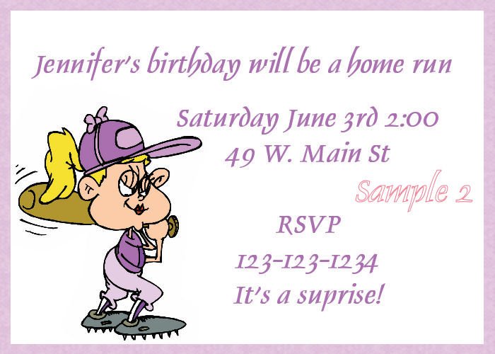Girl's Baseball invitation