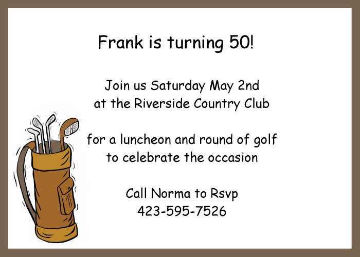 Golf Bag invitation