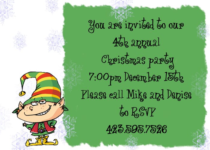 Christmas Elf invitation