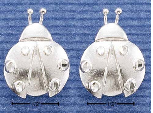 (FREE GIFT BOX) A PAIR OF STERLING SILVER SATIN CUTIE LADY BUGS POST EARRINGS