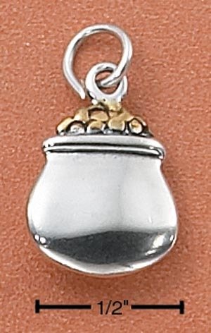 0.925 Sterling Silver Two-Tone Pot of Gold LUCKY Charm