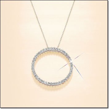 Shiny! 0.925 Sterling Silver 20" Italy Box Necklace & RHINESTONE CIRCLE PENDANT