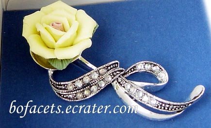 New in box Yellow Rose Rhinestone Pin/Brooch