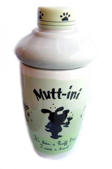 Ceramic Mutt-ini Cocktail Shaker Treat Jar/Canister *wrapped with ecofriendly materials