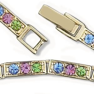 Ready-to-Wear High-Quality Multicolored Crystal Rhinestones Goldtone Bracelet