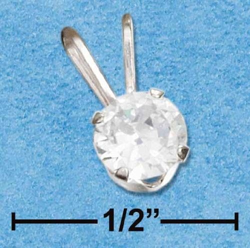 NEW! 0.925 STERLING SILVER 5MM ROUND CUBIC ZIRCONIA PENDANT