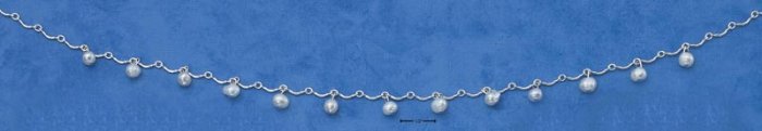 0.925 Sterling Silver 16" Fancy Curve Chain With Freshwater Pearl-Drops Necklace