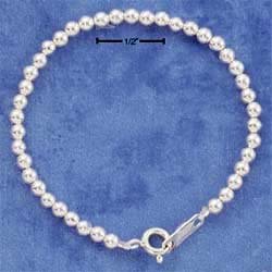 Childrens Jewelry: 5.5" 0.925 STERLING 3MM SILVER BEAD BRACELET