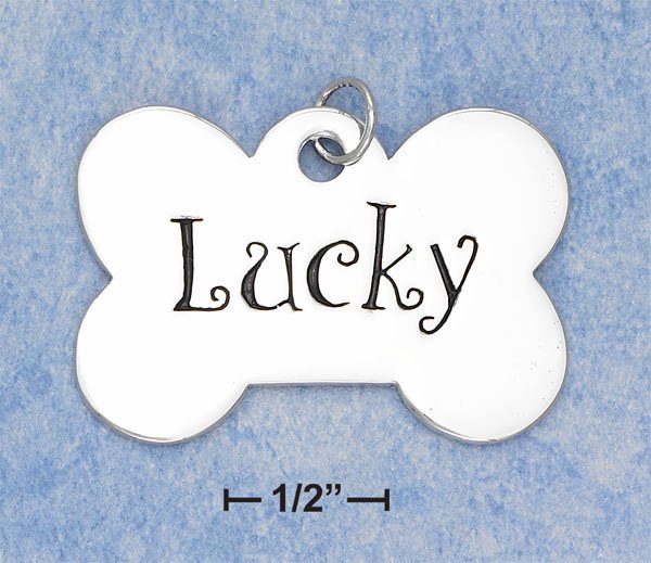 0.925 STERLING SILVER ENAMELED "LUCKY" DOGBONE CHARM FOR YOU OR YOUR PET