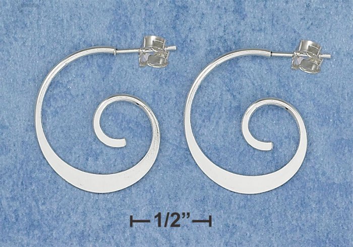 NEW-CLASSIC DESIGNER'S PATTERN 0.925 STERLING SILVER SWIRL HOOP POST EARRINGS