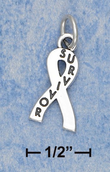 0.925 STERLING SILVER "LARGE 3/4" SURVIVOR RIBBON" CHARM