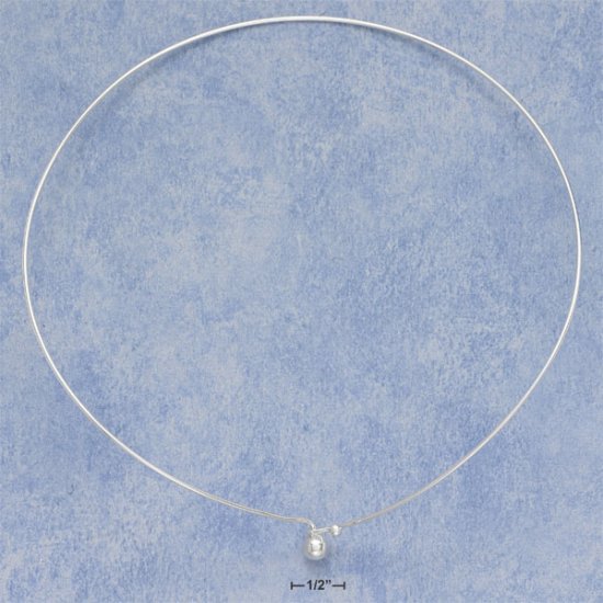 0.925 STERLING SILVER 16" 1MM WIRE CHOKER WITH 6MM BALL END & HOOK CLOSURE NECKLACE