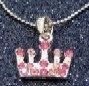 Girl's Jewelry: 12.5" PINK Crystal Princess-Crown Necklace