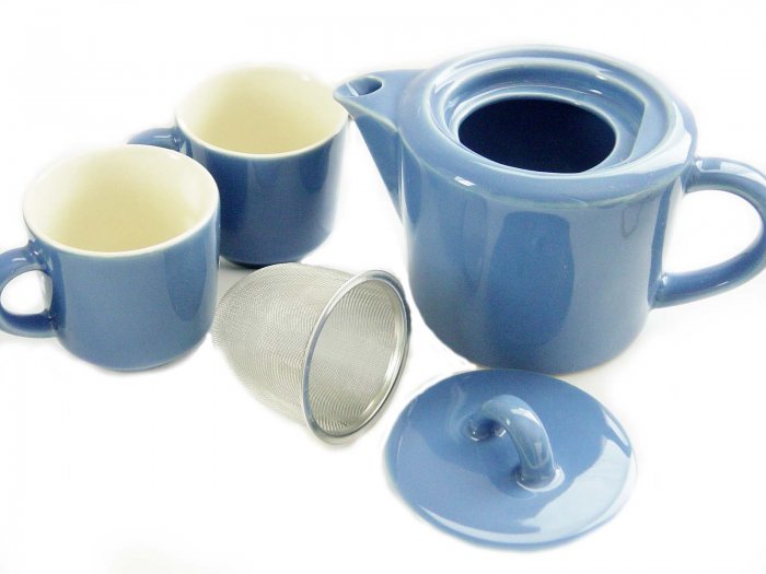 FORLIFE Tea Set (Teapot & 2 Teacup Set) Stainless-steel Tea Infuser Included