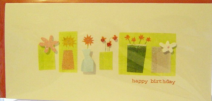 Handcrafted "Vases & Flowers" Design-Patterns "HAPPY BIRTHDAY" Greeting Card