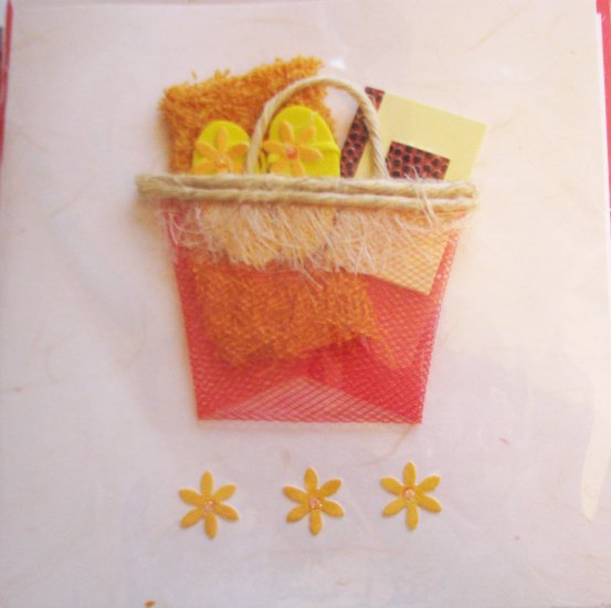 *FREE SHIPPING to US & CANADA* Handcrafted "VACATION-RELAXATION" Greeting Card: BLANK INSIDE