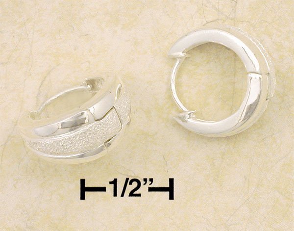 0.925 STERLING SILVER 17MM Tapered Hinged Hoop Earrings with STAR DUST BANG