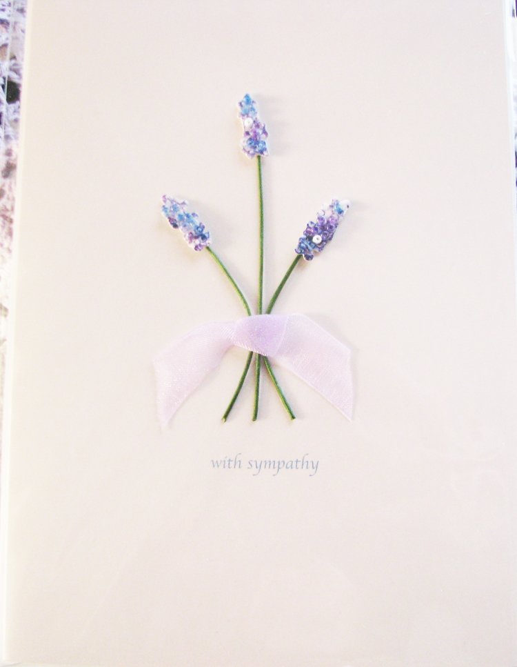 "Thinking of you at this time of sorrow" Handcrafted "Sympathy" Message Card